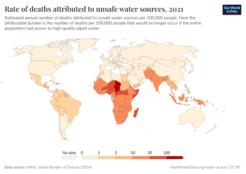 A thumbnail of the "Rate of deaths attributed to unsafe water sources" chart