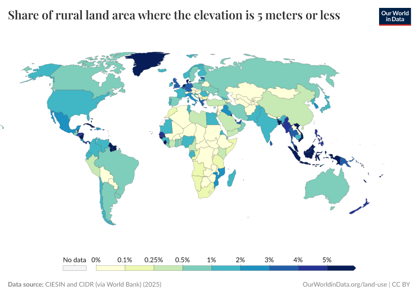 A thumbnail of the "Share of rural land area where the elevation is 5 meters or less" chart